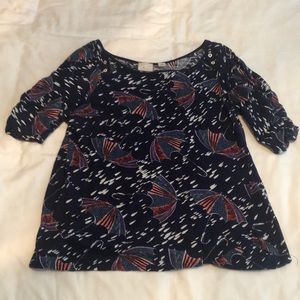 Anthropologie Umbrella Print half sleeve top